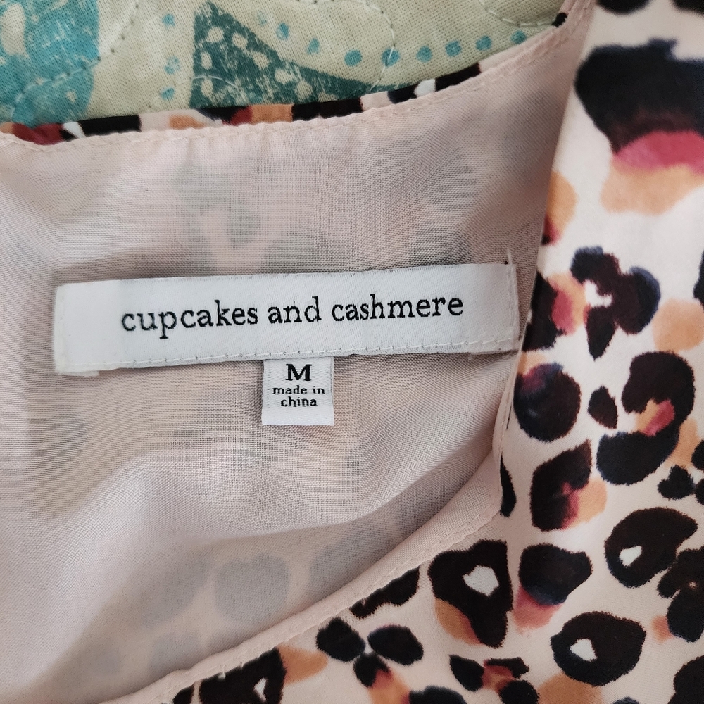 Anthropology Cupcakes and Cashmere pink leopard ruffle shift minidress Medium - Picture 5 of 6